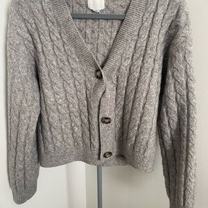 H&M Gray Cable Knit Cardigan
